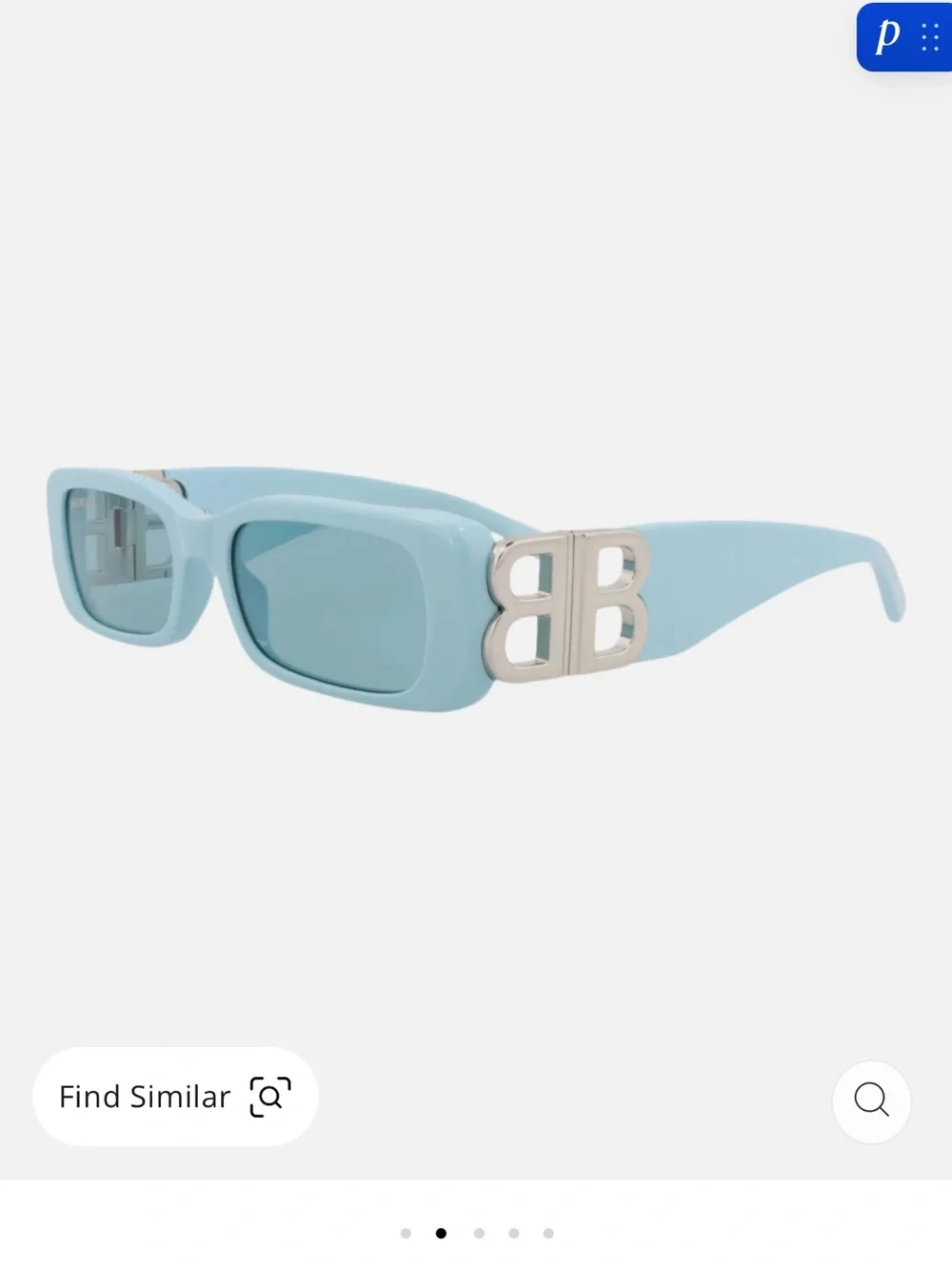 Balenciaga Powder Blue BB Logo Rectangular Sunglasses